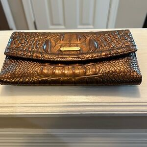 Brahmin wallet with checkbook cover in Bronze color.
